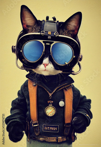 cat aviator goggles and outfit  © Jia