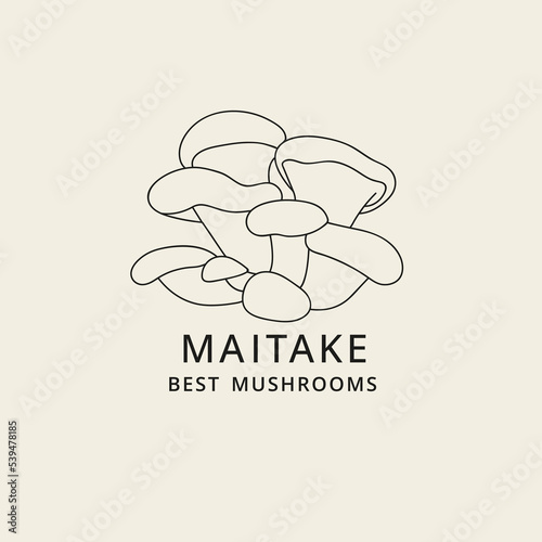 Vector icon in linear style - maitake mushrooms. Logo sign.