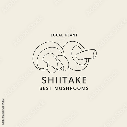 Vector icon in linear style - shiitake mushrooms. Logo sign.