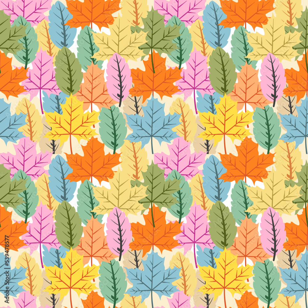 Autumn frame pattern template. Decorative fall leaves in flat style. Design elements for wedding invitation, birthday, wallpaper, greeting card. icons vector illustration
