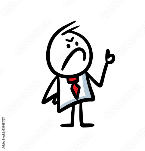 Strict man in red bow telling something smart.