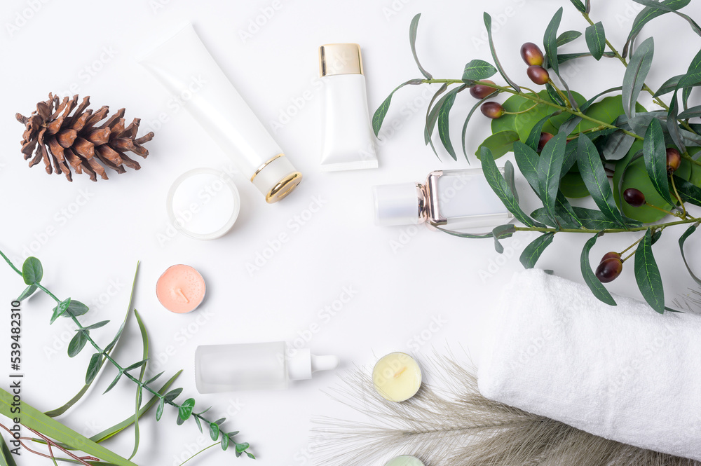 moisturizing cream bottle over leaf background studio, packing and skincare beauty concept. moisturizing cream bottle over leaf background studio, packing and skincare beauty concept.