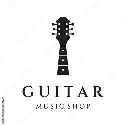 Logo design for simple guitar musical instruments, music, bands, live music, and acoustics, nightclubs.