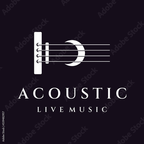 Logo design for simple guitar musical instruments, music, bands, live music, and acoustics, nightclubs.