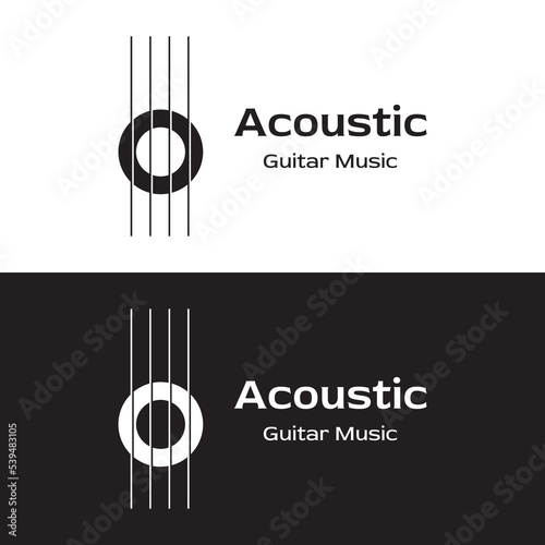 Logo design for simple guitar musical instruments, music, bands, live music, and acoustics, nightclubs.