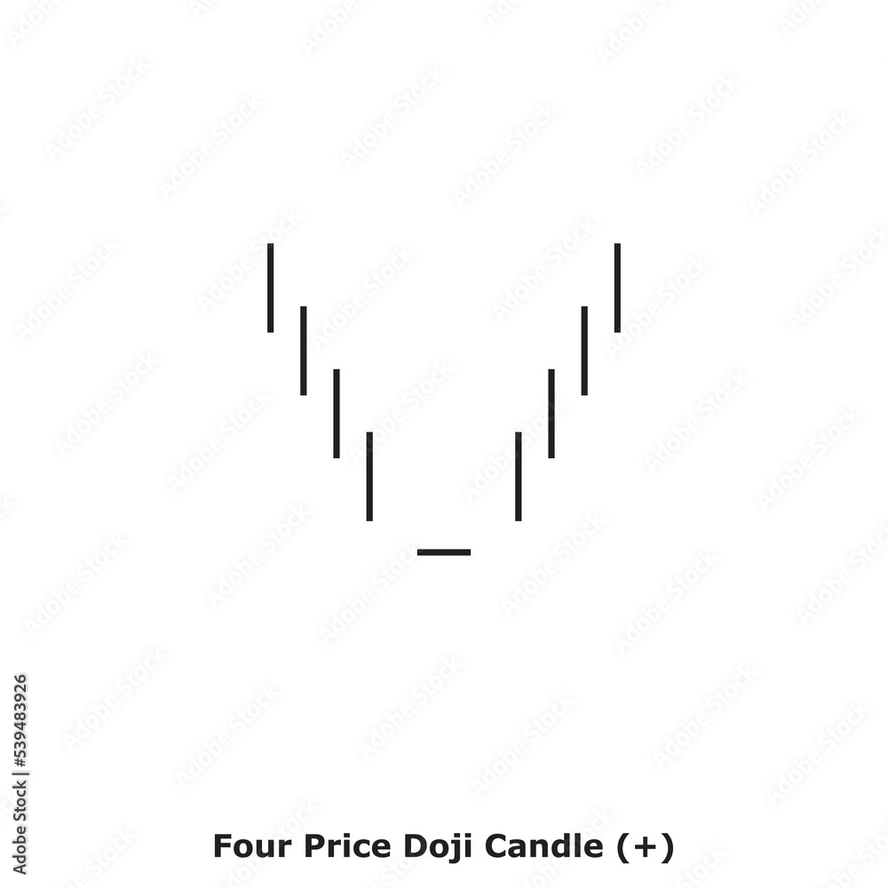 Four Price Doji Candle (+) White & Black - Square Four Price Doji Candle (+) White & Black - Square