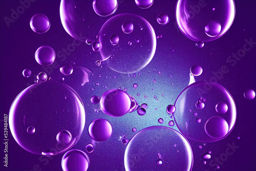 3D illustration oil with bubbles on Violet background
