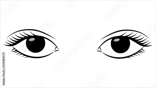 Black female eyes icon isolated