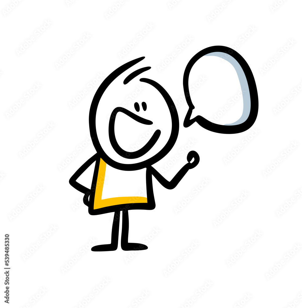 Doodle cartoon character talking with comics bubble. Doodle cartoon character talking with comics bubble.