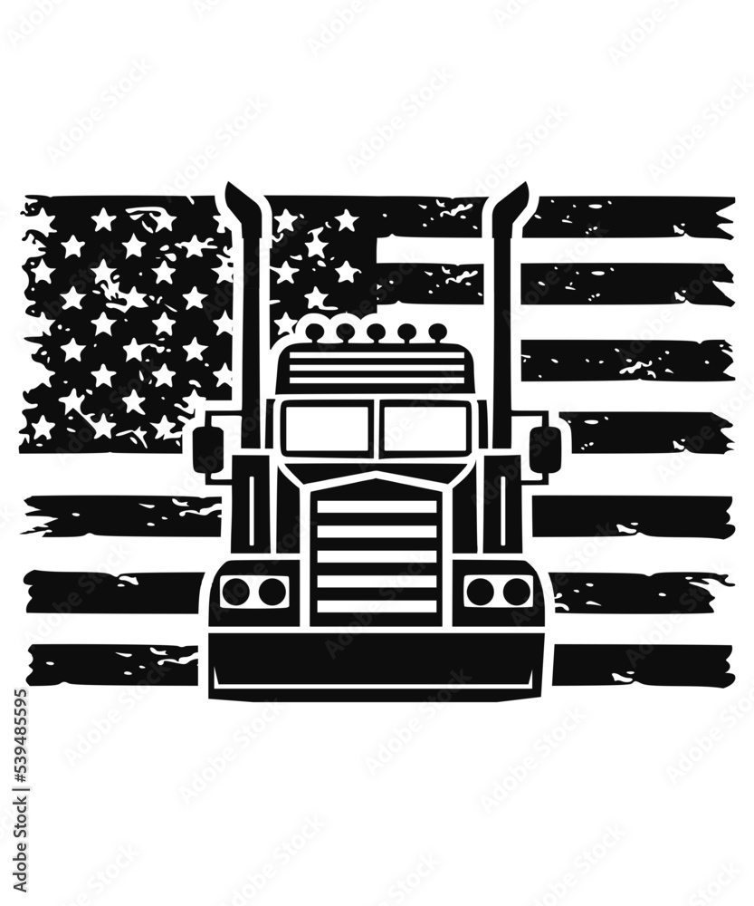 American Flag Trucker svg, truck driver flag svg, semi truck flag svg ...