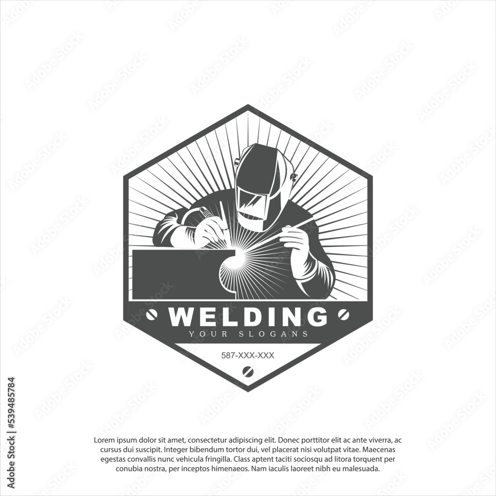 Welding or welder company badge logo design vector with detail welder vector image