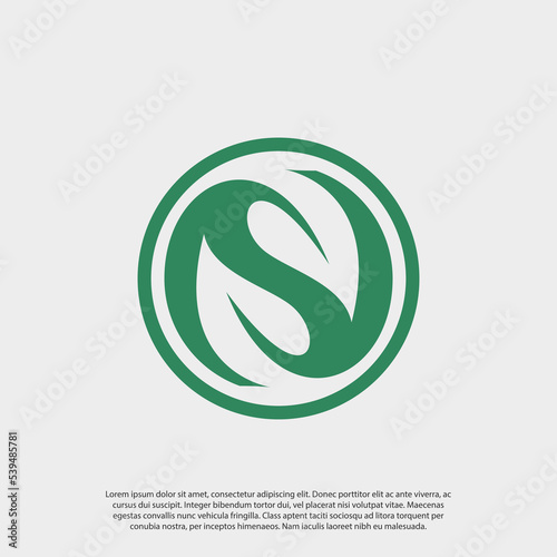 NS letter natural gestalt negative space concept, Letter N and leaf shape logo design