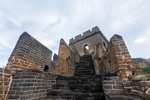 Great Wall in China，The Great Wall and the beautiful clouds in the morning
