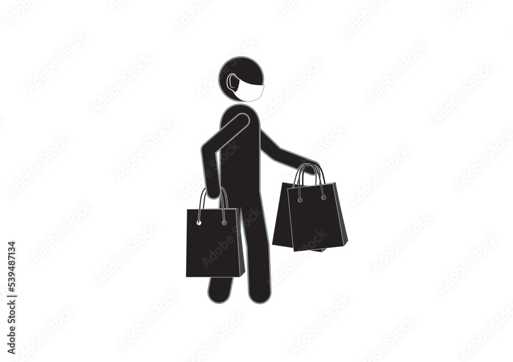 Man in a medical mask as a protection against viruses. Vector image. Icon.