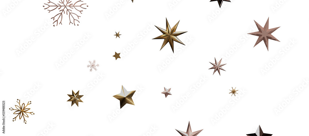 Snowflakes and bokeh lights on the blue Merry Christmas background. 3D render Snowflakes and bokeh lights on the blue Merry Christmas background. 3D render