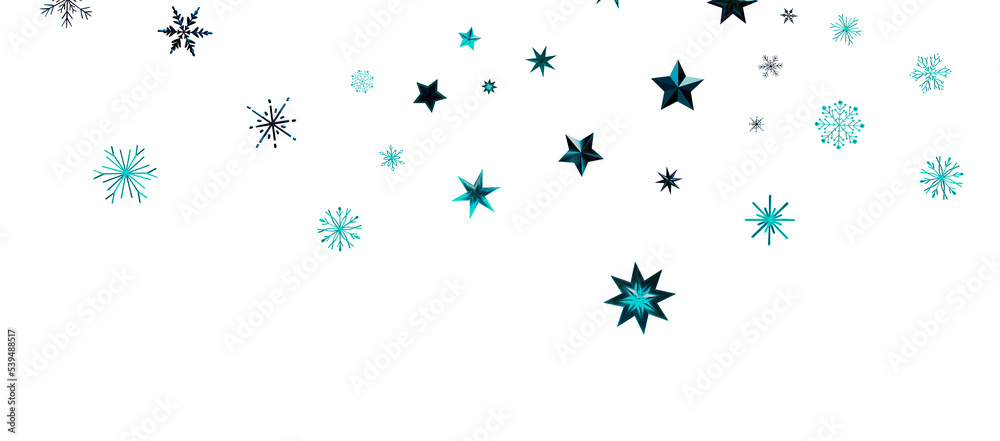 Snowflakes and bokeh lights on the blue Merry Christmas background. 3D render Snowflakes and bokeh lights on the blue Merry Christmas background. 3D render