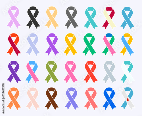 A set of colorful ribbons and stickers. Vector stock illustration.