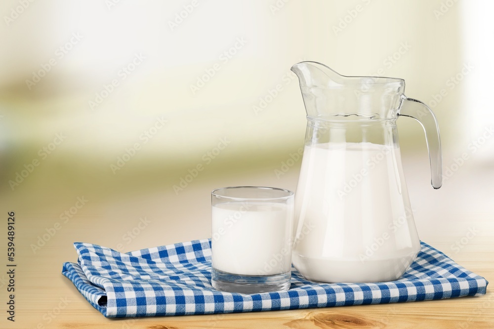 Tasty fresh dairy products and milk on the desk Tasty fresh dairy products and milk on the desk