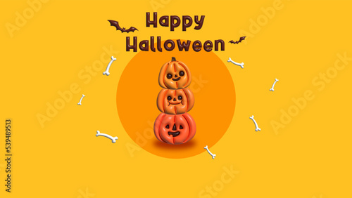 3D illustration of Halloween theme banner