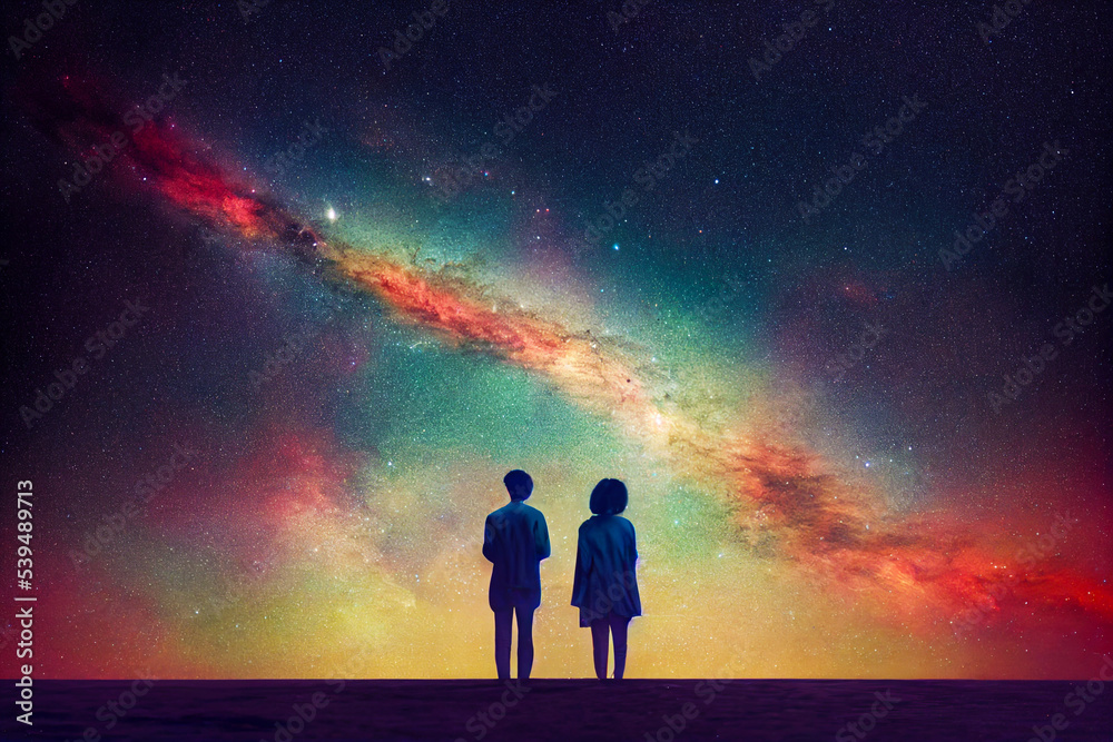 Couple staring at the universe. 