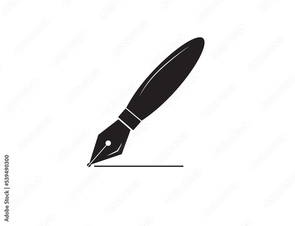 A fountain pen. Icon. Vector illustration. A fountain pen. Icon. Vector illustration.