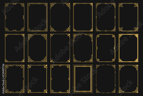 Black background gold photo frame picture frame and border set