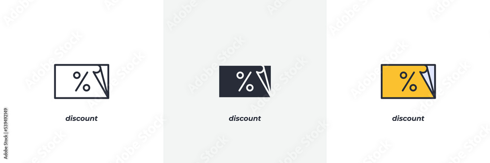 discount icon. Line, solid and filled outline colorful version, outline and filled vector sign. Idea Symbol, logo illustration. Vector graphics discount icon. Line, solid and filled outline colorful version, outline and filled vector sign. Idea Symbol, logo illustration. Vector graphics