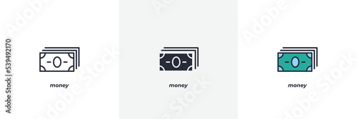 money icon. Line, solid and filled outline colorful version, outline and filled vector sign. Idea Symbol, logo illustration. Vector graphics