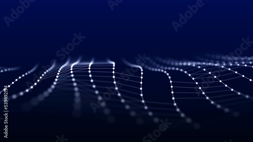 Abstract wave of information data flow. Technology background.3D rendering.
