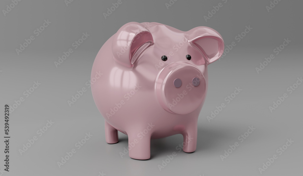 Piggy bank isolated on grey background - 3D illustration
