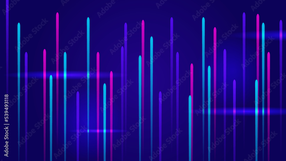 Modern digital business technology blue and purple abstract design background with speed lights, lines, stripes, dots, particles mesh and wave data lines