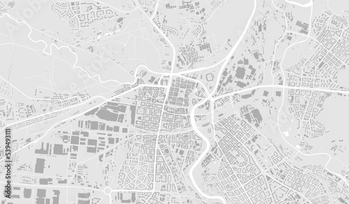 White and light grey Plzen City area vector background map, Plzeň roads and water cartography illustration.