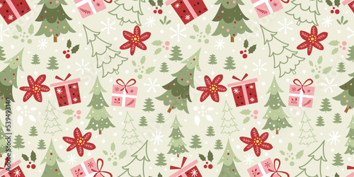 Winter and Christmas Themed Seamless Pattern