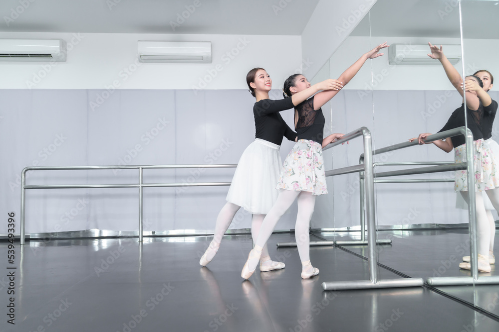 Female ballet dancers rehearse in ballet classes, they practice dancing, they are professional theater actors. Female ballet dancers rehearse in ballet classes, they practice dancing, they are professional theater actors.