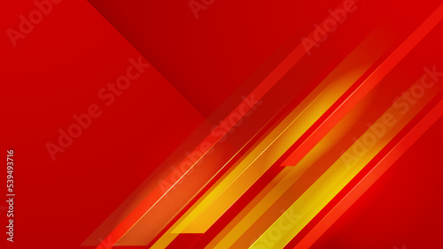 Modern red and orange abstract technology background with digital connection dots, hexagon, speed lights, and lines. Technology particles background. Technology digital hi tech concept background.