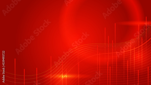 Modern red and orange abstract technology background with digital connection dots, hexagon, speed lights, and lines. Technology particles background. Technology digital hi tech concept background.