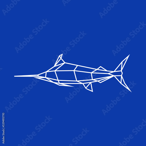 Polygonal geometric blue marlin fish vector illustration