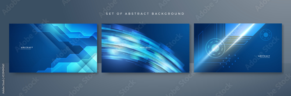 Set of Futuristic concept business technology blue abstract design background