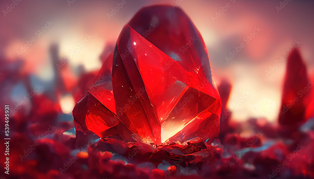 Red crystal stone background. Can be used as wallpaper by ai Stock