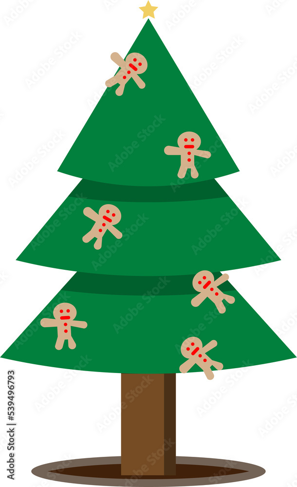 Flat Christmas tree. Pine trees decorated with beautiful lights. For a New Year's Winter Party Flat Christmas tree. Pine trees decorated with beautiful lights. For a New Year's Winter Party