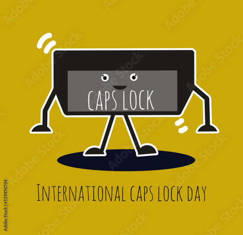 International caps lock day isometric vector illustration poster concept.