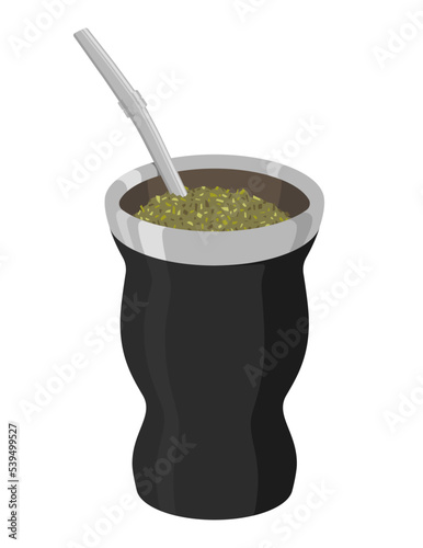 Vectorial illustration of an Argentinian mate tea drink
