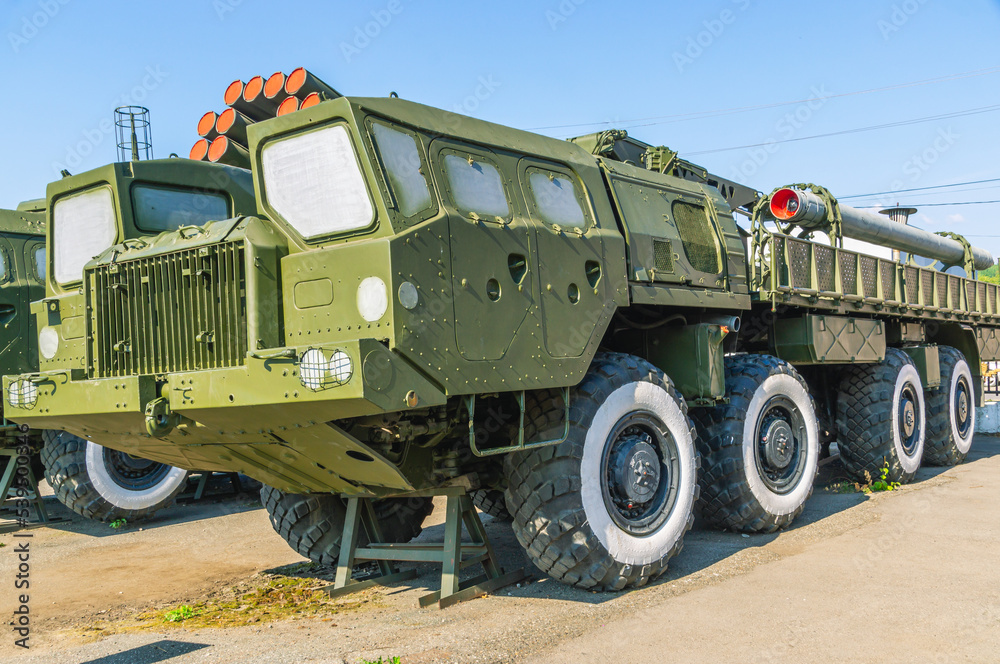 Soviet and Russian multiple rocket launchers. Field jet system. A combat vehicle on the chassis of a truck. Transport-loading vehicle for multiple rocket launchers. Off-road combat vehicle. Soviet and Russian multiple rocket launchers. Field jet system. A combat vehicle on the chassis of a truck. Transport-loading vehicle for multiple rocket launchers. Off-road combat vehicle.
