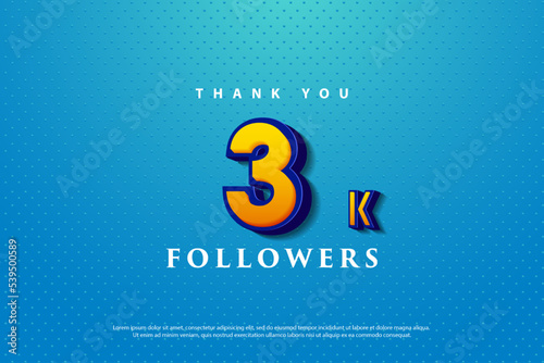 3k followers with beautiful 3d numbers.