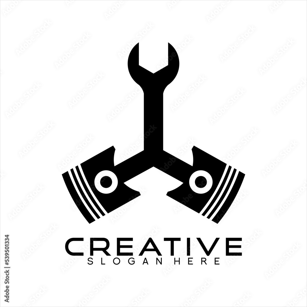 Piston and wrench vector logo design. Piston and wrench vector logo design.