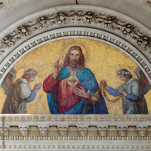 Sacred Heart of Jesus. Divine Mercy. Nine First Fridays Devotion. Basilica of the Sacred Heart in Rome