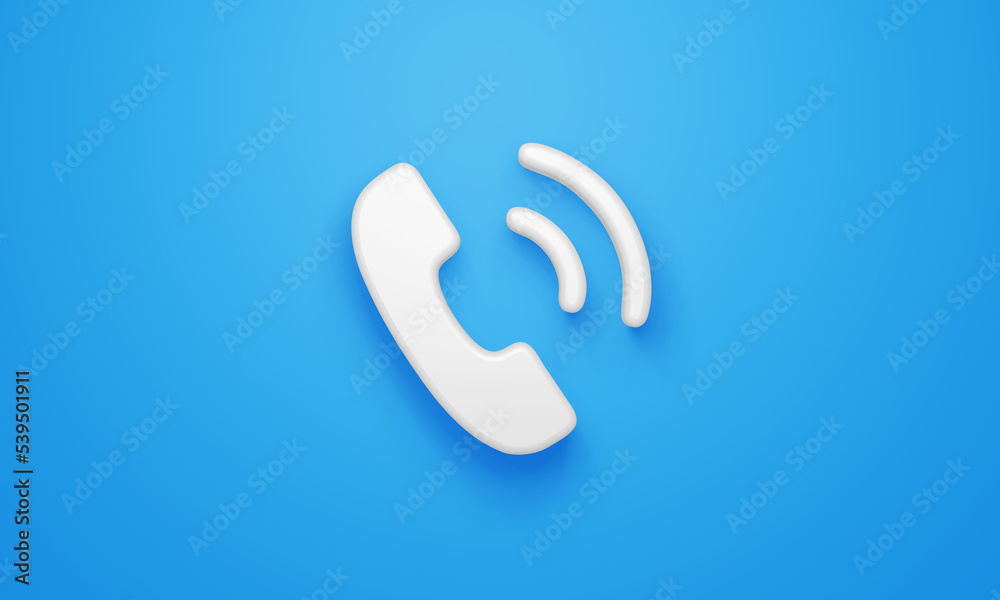 Minimal phone call symbol on blue background. 3d rendering. Minimal phone call symbol on blue background. 3d rendering.