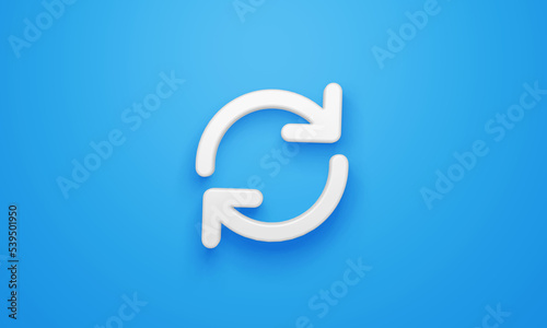 Fotografie Minimal refresh symbol on blue background. 3d rendering.