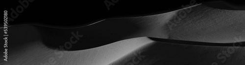 Black sand dunes waves abstract 3d rendering landscape panorama photo