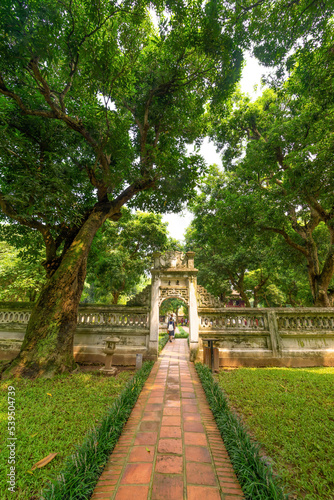 view of Van Mieu Quoc Tu Giam or The Temple of Literature was constructed in 1070, first to honor Confucius and In 1076,Quoc Tu Giam as the first university of Vietnam